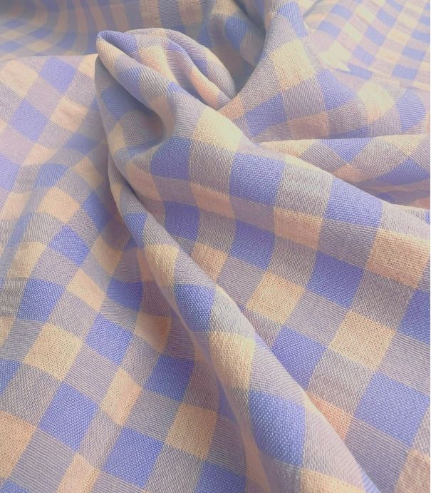 Tissu Vichy bicolore - Lilas Pêche