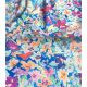 Tissu lin viscose - Hollyhocks aqua