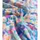 Tissu lin viscose - Hollyhocks aqua