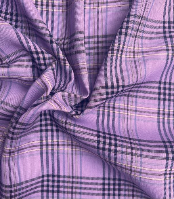 Tissu twill carreaux - Lilas Tissu twill carreaux - Lilas