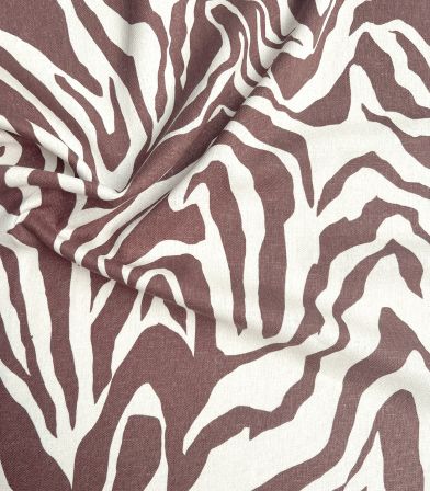 Tissu Lin viscose Zebra - café Tissu Lin viscose Zebra - café