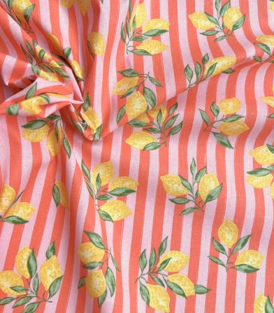 Tissu coton - Lemon and Stripes Tissu coton - Lemon and Stripes