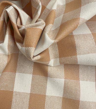 Tissu coton enduit - Carreaux Peanut