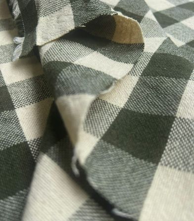 Tissu coton enduit - Carreaux Kaki