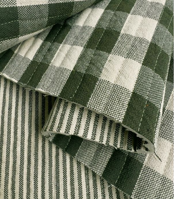 Tissu matelassé réversible - Carreaux Rayures Kaki