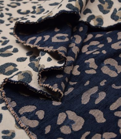Tissu jacquard velours - Fauve
