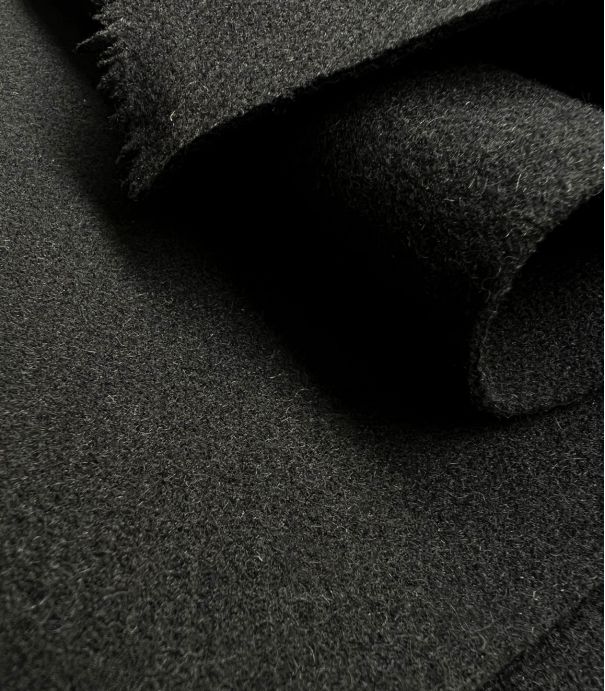 Tissu Drap de laine manteau - Noir