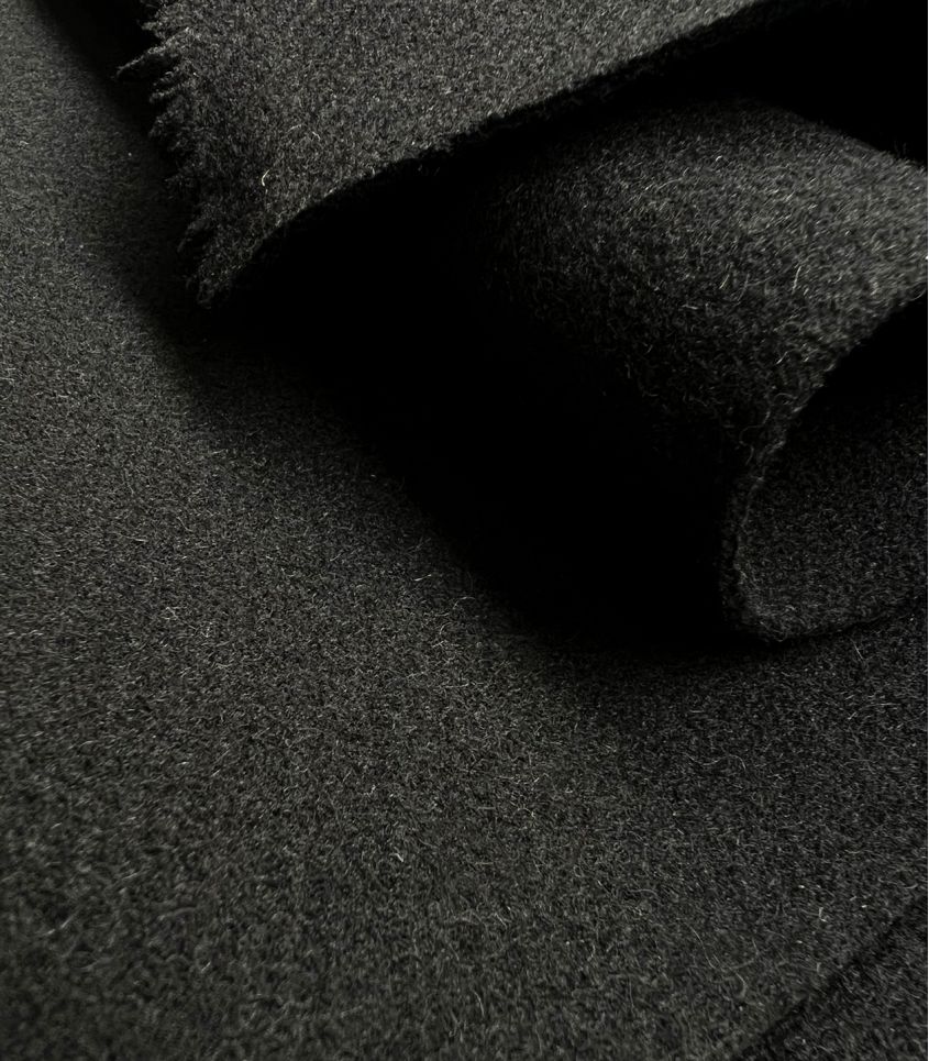 Tissu Drap de laine manteau - Noir