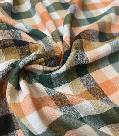 Tissu Crêpe - Carreaux d'automne