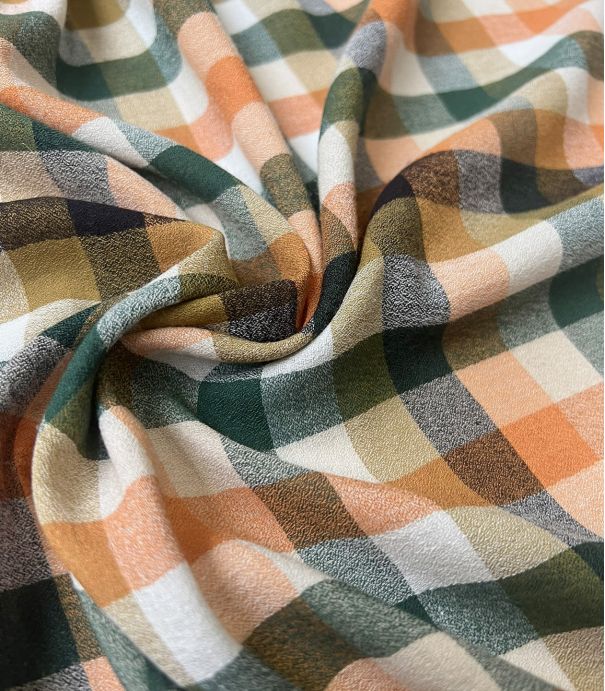 Tissu Crêpe - Carreaux d'automne