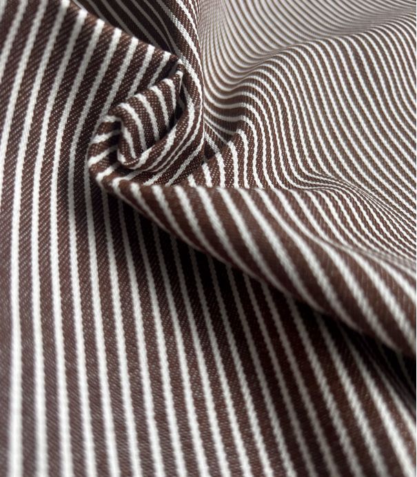 Tissu coton - Rayure Oshkosh - Chocolat