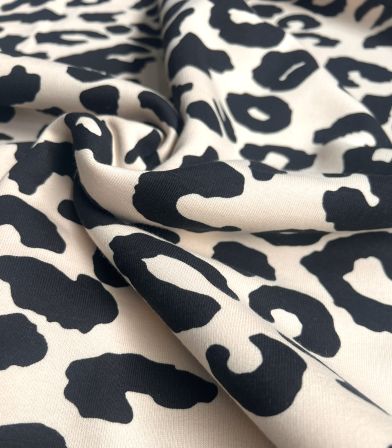 Tissu Sweat Big Léo - Black