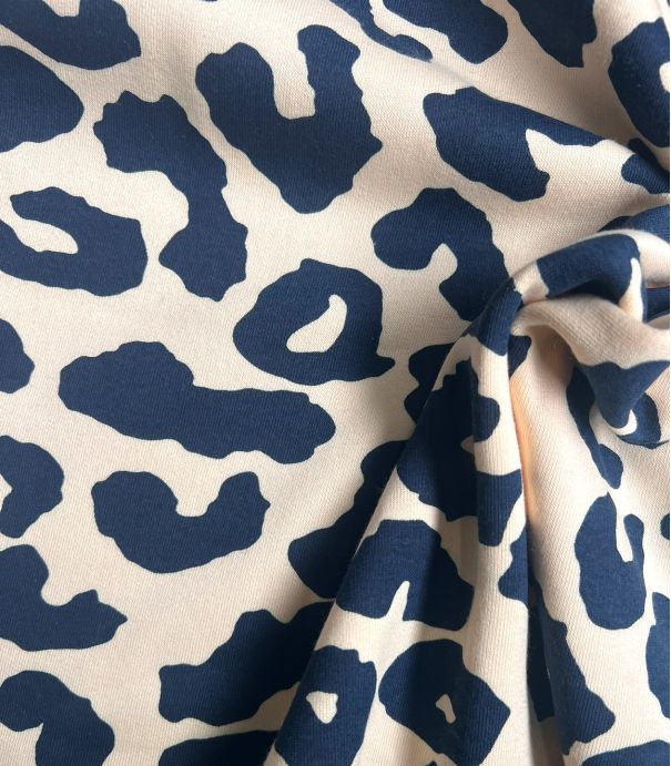 Tissu Sweat Big Léo - Navy Tissu Sweat Big Léo - Navy