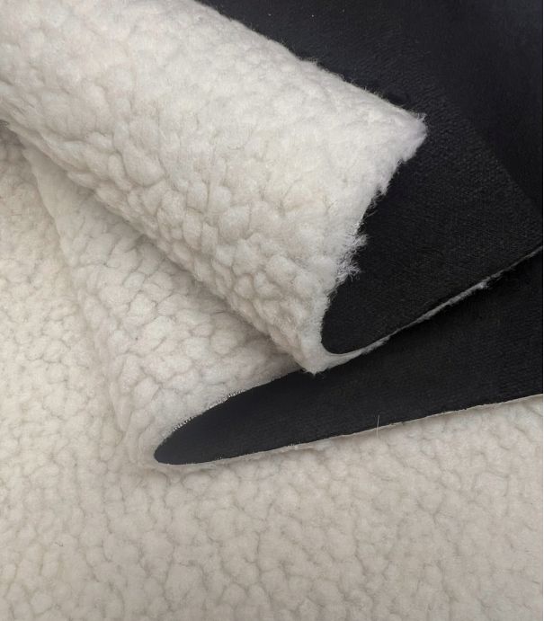 Tissu double face sherpa / suédine - Noir
