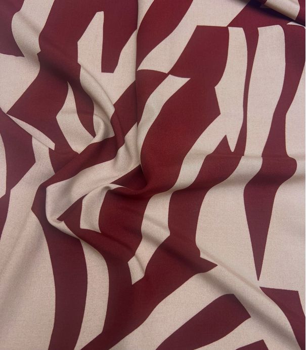 Tissu viscose Abstract Shape - Burgundy