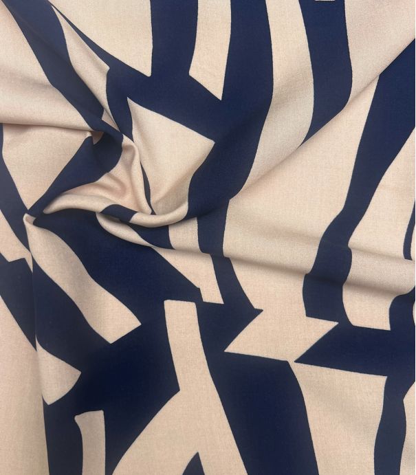 Tissu viscose Abstract Shape - Navy