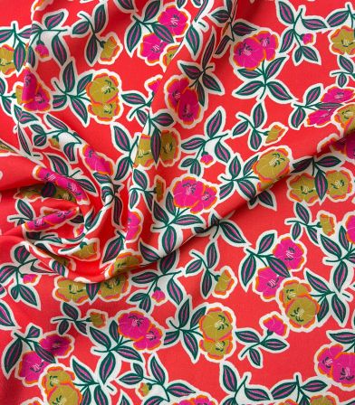 Tissu viscose Fanou - Corail Tissu viscose Fanou - Corail