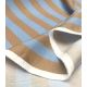 Tissu twill soie viscose - Rayures bleu / café