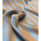 Tissu twill soie viscose - Rayures bleu / café