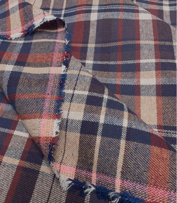 Tissu Flanelle de coton - Tartan choco / navy