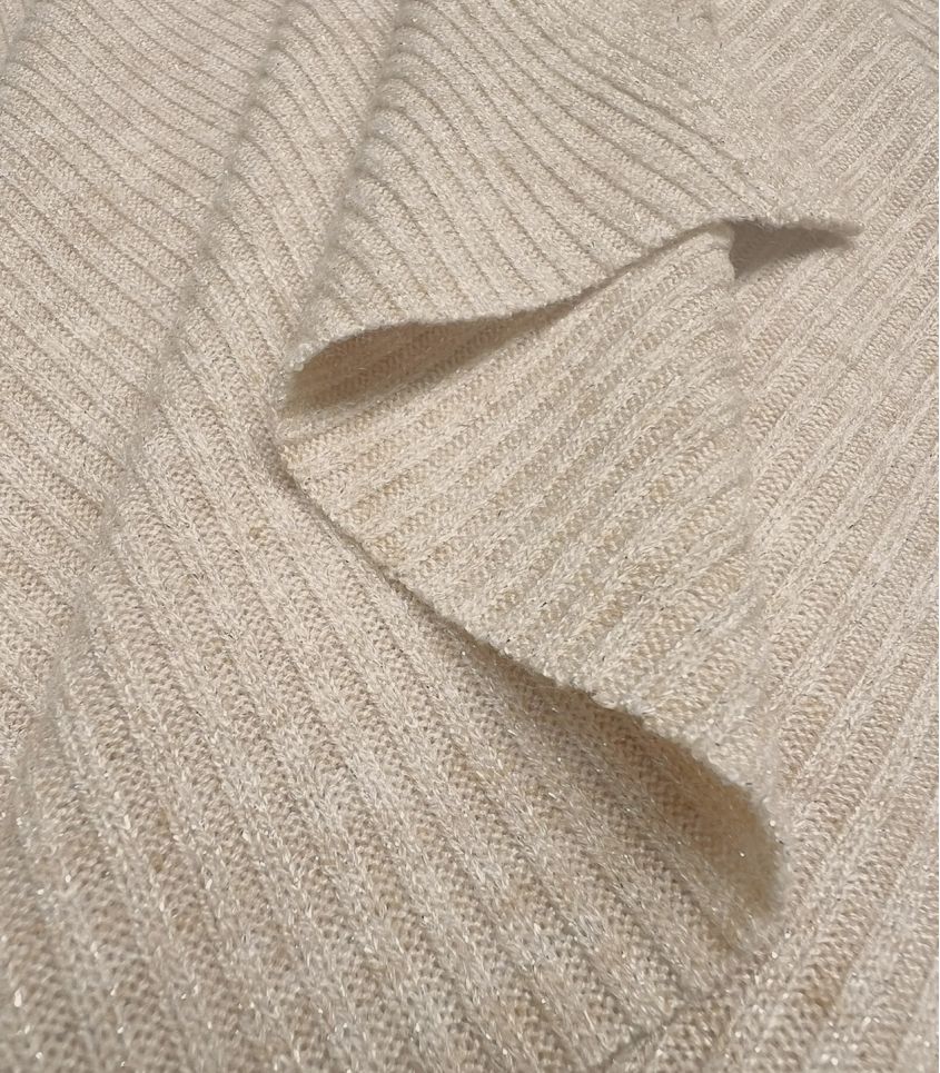Tissu maille côtelé - Beige Tissu maille côtelé - Beige