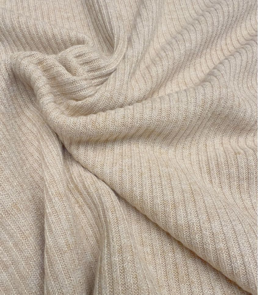 Tissu maille côtelé - Beige Tissu maille côtelé - Beige