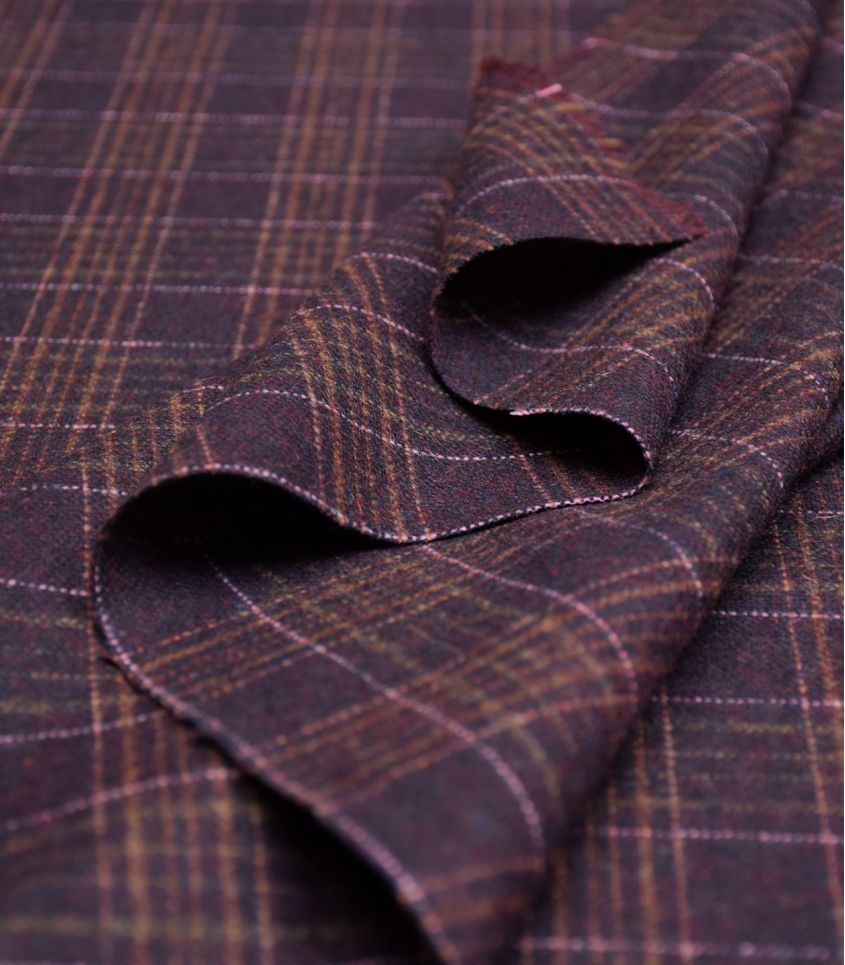 Tissu Lainage carreaux - Mulberry