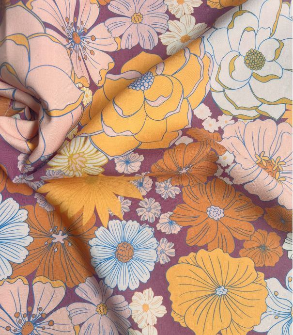 Tissu viscose - Fleurs d'automne