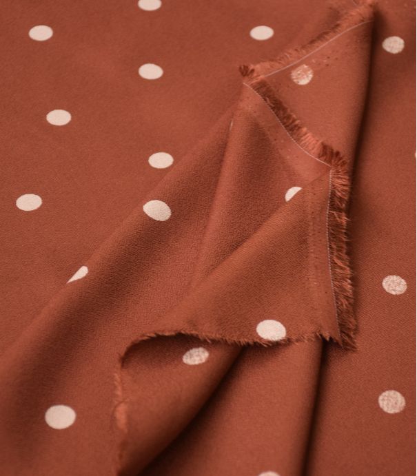 Tissu crêpe viscose - Jolly dots Noisette