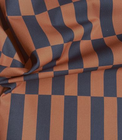 Tissu bachette damier - Chocolat Marine