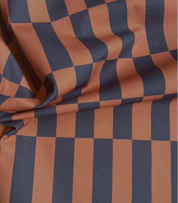 Tissu bachette damier - Chocolat Marine
