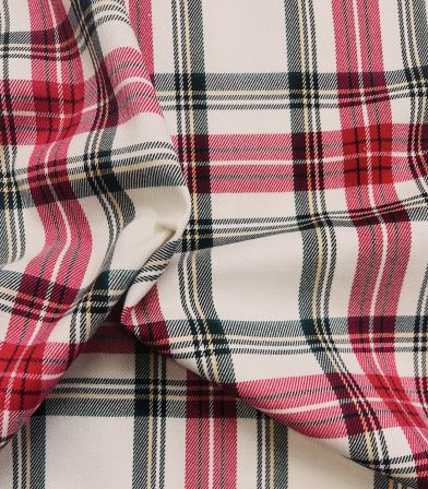 Tissu écossais écru et rouge