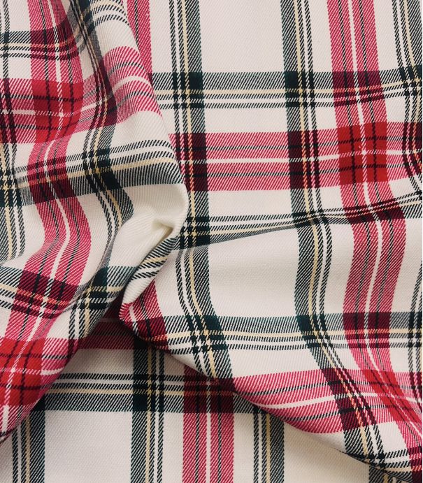 Tissu écossais écru et rouge