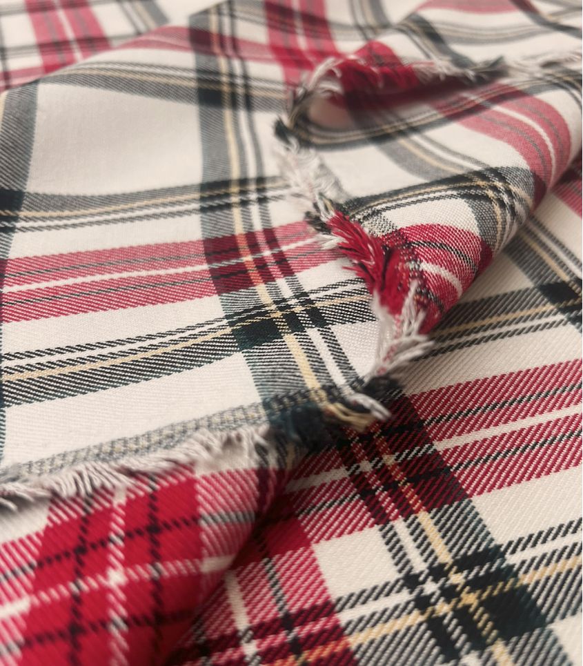 Tissu écossais écru et rouge Tissu écossais écru et rouge