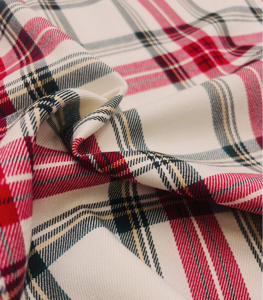 Tissu écossais écru et rouge Tissu écossais écru et rouge