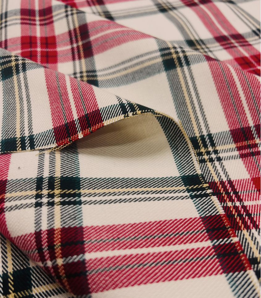 Tissu écossais écru et rouge Tissu écossais écru et rouge