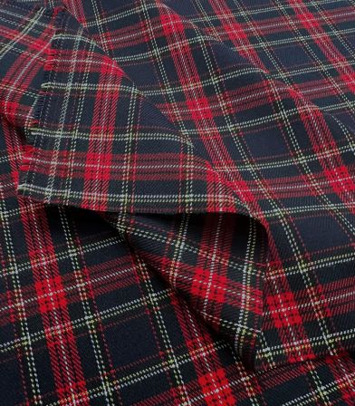 Tissu écossais marine et rouge