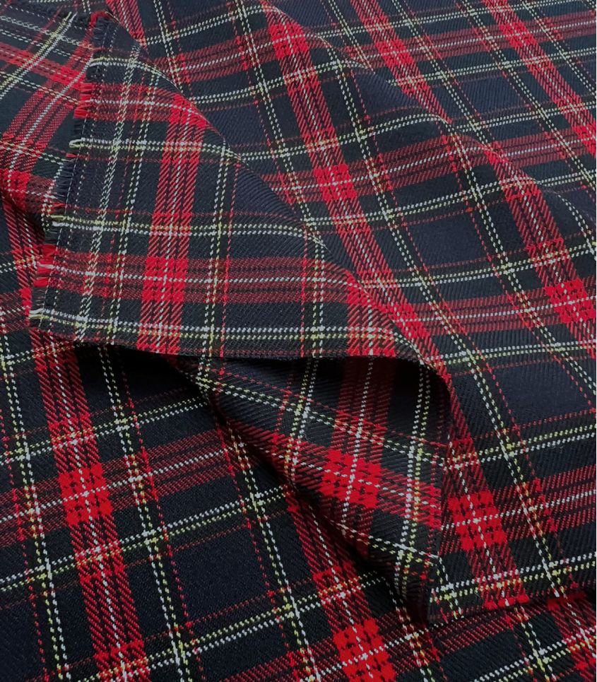 Tissu écossais marine et rouge