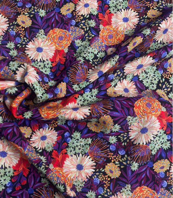 Tissu viscose - Fleurs d'automne