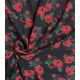 Tissu viscose - Fleurs rouges sur noir