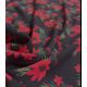 Tissu viscose - Fleurs rouges sur noir