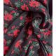 Tissu viscose - Fleurs rouges sur noir