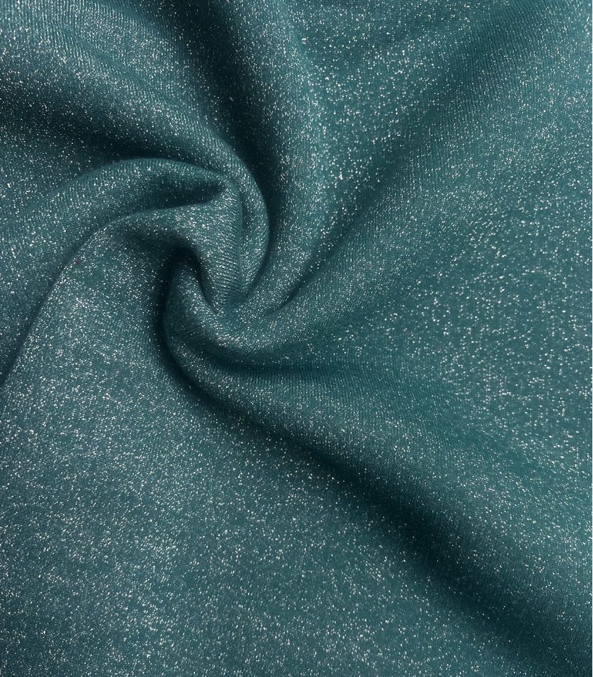 Tissu molleton Teal - lurex argent