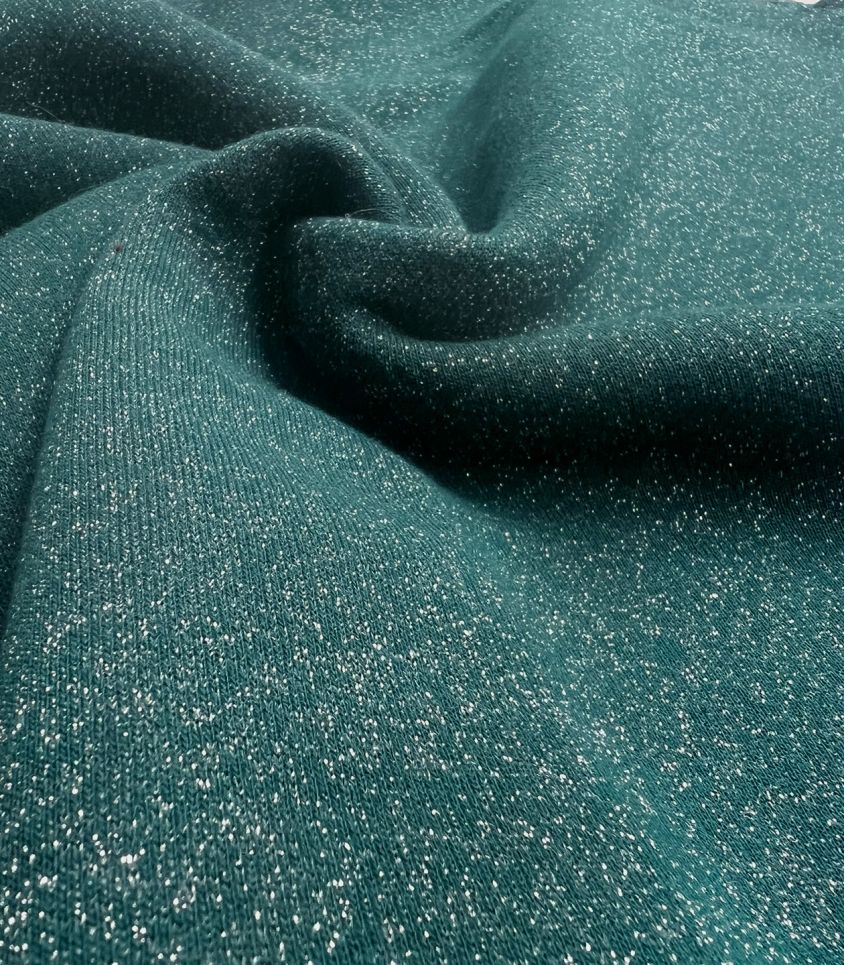 Tissu molleton Teal - lurex argent Tissu molleton Teal - lurex argent