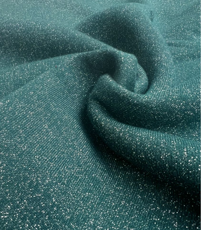 Tissu molleton Teal - lurex argent Tissu molleton Teal - lurex argent