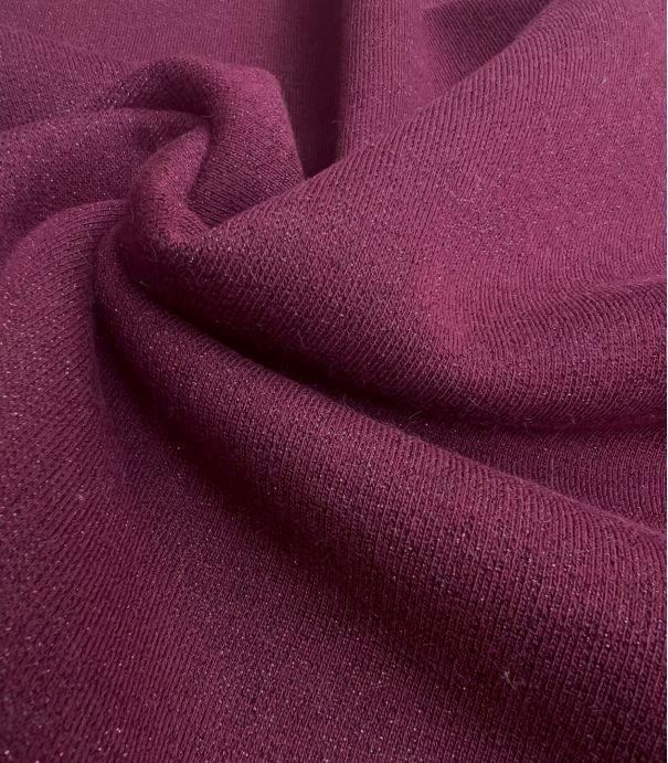 Tissu molleton Prune - lurex ton sur ton