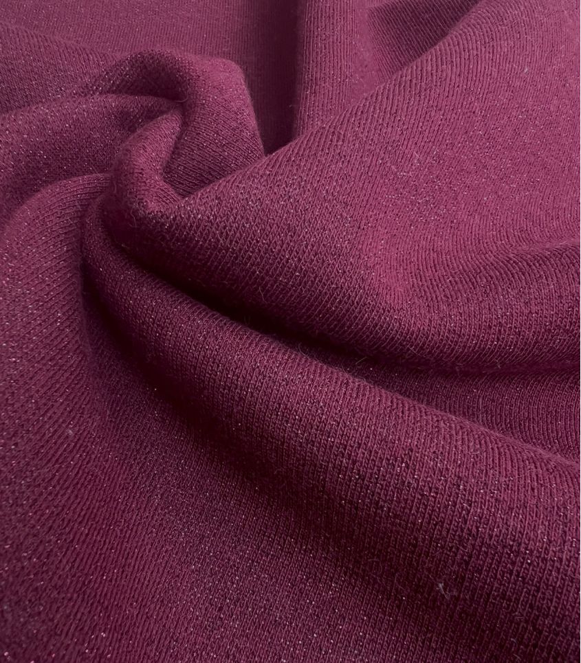 Tissu molleton Prune - lurex ton sur ton