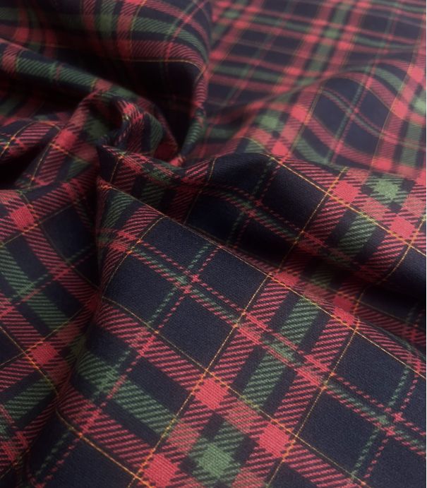 Tissu Flanelle de coton - Tartan rouge / navy