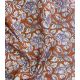 Tissu blockprint - Fleurs Lilas sur terracotta