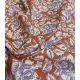 Tissu blockprint - Fleurs Lilas sur terracotta